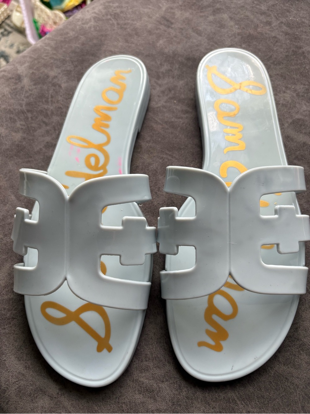 Sam Edelman Light Blue Jelly Slide Sandals